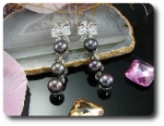 6x6mm Black Fresh Water Pearl White Topaz Earrings