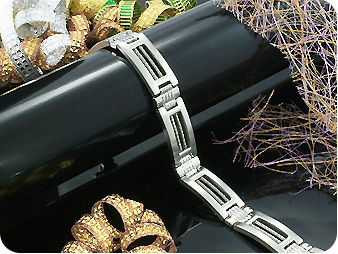Lavish Cross Pattern Silver Polish Steel Men Bracelet