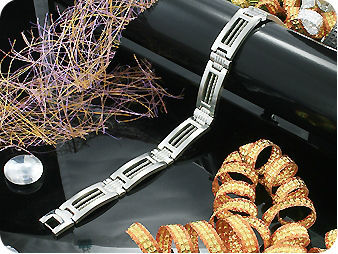 Lavish Cross Pattern Silver Polish Steel Men Bracelet