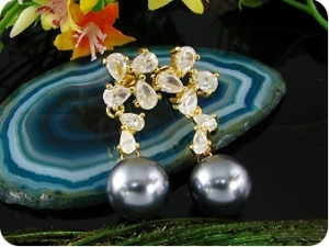 2x12mm Black Fresh Water Pearl Earrings