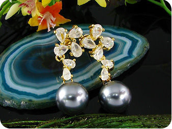 2x12mm Black Fresh Water Pearl Earrings