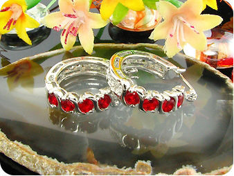 Dainty 8 x 3mm Red Rubies Earrings