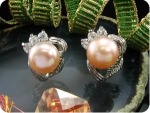 2x9mm Creamy Fresh Water Pearl White Topaz Earrings