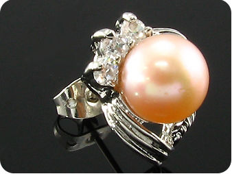 2x9mm Creamy Fresh Water Pearl White Topaz Earrings