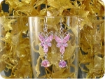 10~5mm Pink Sapphire Butterfly Dangle Style Earrings