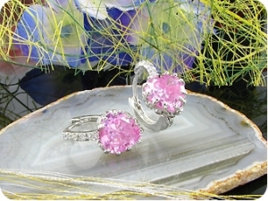 2 x 9mm Pink Sapphires Hoop Style Heart Cut Earrings