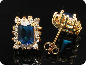 2x8mm Royal Blue Sapphire Earrings