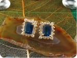 2x8mm Royal Blue Sapphire Earrings
