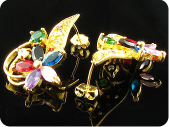 12x8~3mm Multicolor Sapphires Earrings