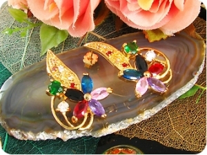 12x8~3mm Multicolor Sapphires Earrings