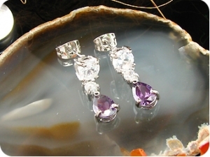 2 x 7mm Purple Amethysts Rain Drop Earrings