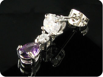 2 x 7mm Purple Amethysts Rain Drop Earrings