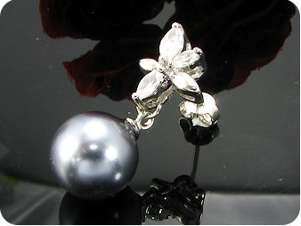 2x12mm Black Fresh Water Pearl Round Cut Earrings