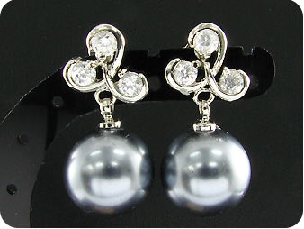 12mm Black Huge Pearl 9x4mm Topaz Pendant Earrings Set