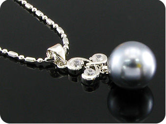 12mm Black Huge Pearl 9x4mm Topaz Pendant Earrings Set