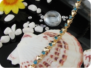 19 x 3mm Blue Sapphires Gold Bracelet