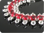 87x3~4mm Red Ruby White Topaz Round Cut Bracelet