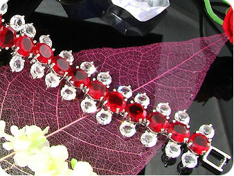 87x3~4mm Red Ruby White Topaz Round Cut Bracelet