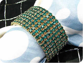 320x3mm Green Emerald Canival Party Gold Bracelet