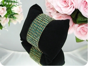320x3mm Green Emerald Canival Party Gold Bracelet
