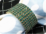320x3mm Green Emerald Canival Party Gold Bracelet