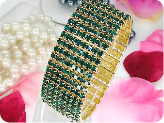 320x3mm Green Emerald Canival Party Gold Bracelet