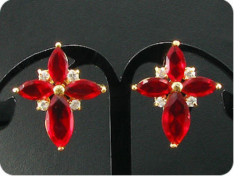 10~15mm Hot Red Ruby Topaz Gold Pendant Earrings Set