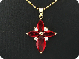 10~15mm Hot Red Ruby Topaz Gold Pendant Earrings Set