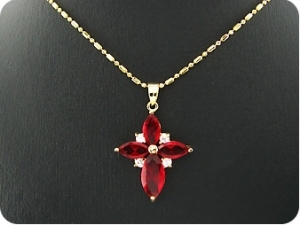 10~15mm Hot Red Ruby Topaz Gold Pendant Earrings Set