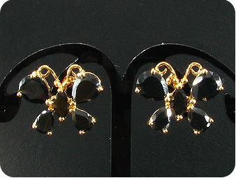 8~10mm Black Sapphire Gold Pendant Earrings Set