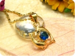 6mm Royal Blue Sapphire Dolphin Gold Pendant