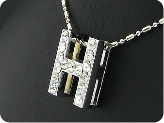 15x3mm Character **H** White Topaz Pendant