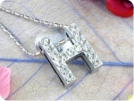 15x3mm Character **H** White Topaz Pendant