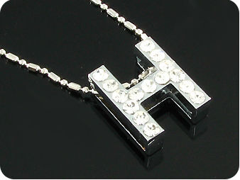 15x3mm Character **H** White Topaz Pendant