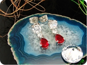 2x7mm Red Rubies Earrings