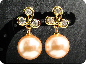 12mm Creamy Huge Pearl Topaz Gold Pendant Earrings Set