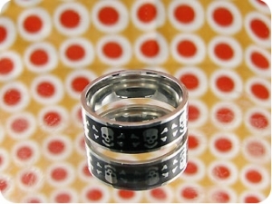 Stainless Steel Skeleton Skull Carving Black Men Ring
