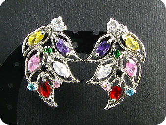 23x12~4mm Multicolor Topaz Leaves Pendant Earrings Set