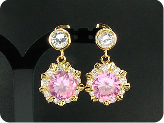 3x12mm Pink Sapphire Pendant Earrings Set