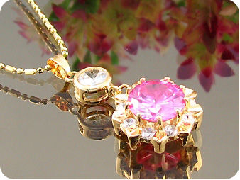 3x12mm Pink Sapphire Pendant Earrings Set