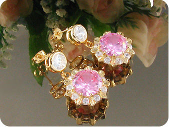 3x12mm Pink Sapphire Pendant Earrings Set