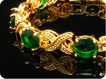 9 x 9mm Green Emeralds Oval Cut Gold Bracelet