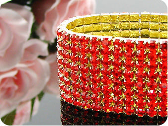 320x3mm Red Rubies Canival Party Gold Bracelet