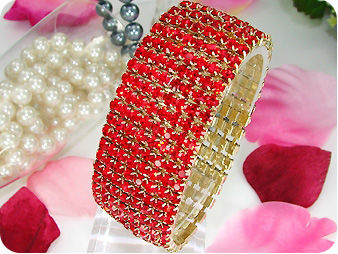 320x3mm Red Rubies Canival Party Gold Bracelet