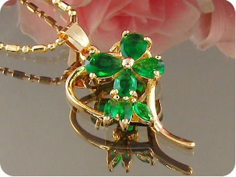 5~8mm Green Emerald Heart Gold Pendant Earrings Set