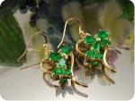 5~8mm Green Emerald Heart Gold Pendant Earrings Set