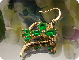 5~8mm Green Emerald Heart Gold Pendant Earrings Set