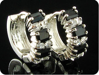 6 x 4mm Black Sapphires Earrings