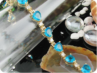 13x7mm Sky Blue Sapphire Gold YG Bracelet