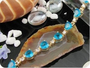 13x7mm Sky Blue Sapphire Gold YG Bracelet